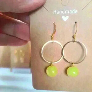 Gold  plated hook with green glass bead